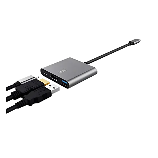 Trust adaptador 3-en-1 multipuerto USB-C-HDMI y-Tipo C - 23772
