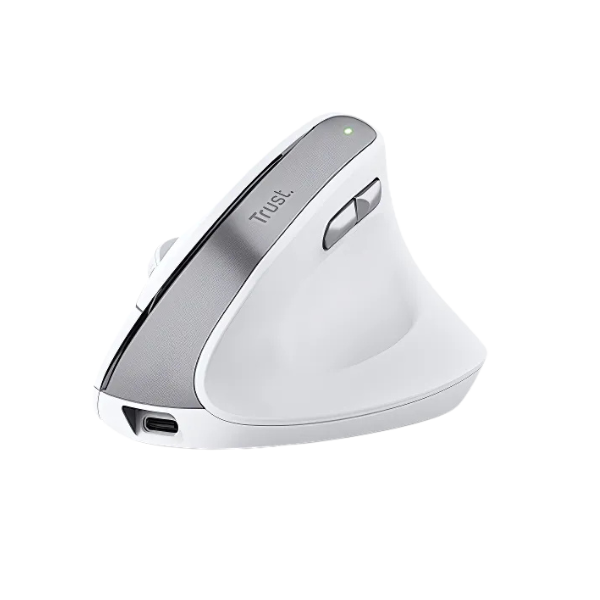 Trust mouse vertical ergonomico inalambrico Bayo color blanco recargable - 25398