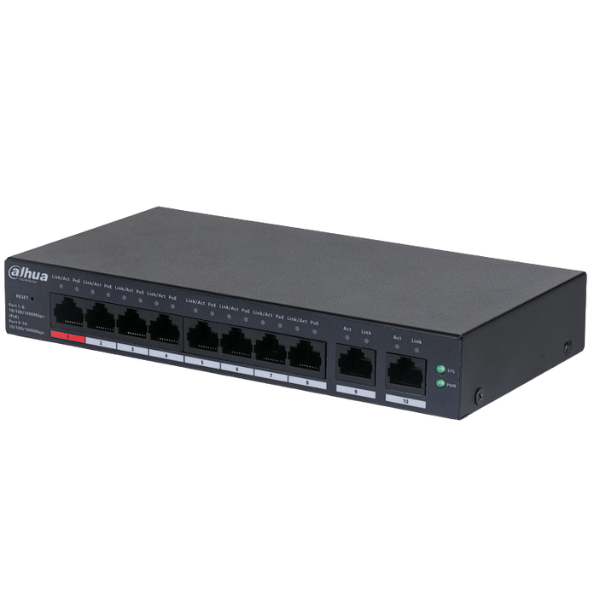 Dahua conmutador gigabit 10 puertos con 8 puertos PoE -DH-CS4010-8GT-110-  1.0.01.20.11244-9002