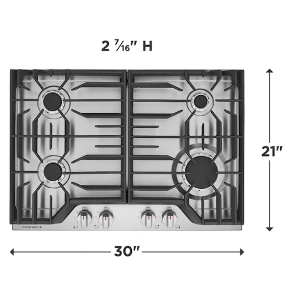 Frigidaire plantilla de gas 30 empotrable 4 quemadores FCCG3027AS