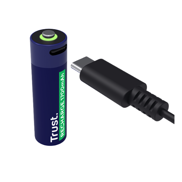 Trust pilas AA recargables en USB-C azul - 25584