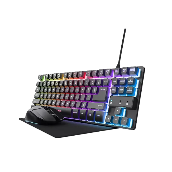Trust teclado mouse y almohadilla gamer color negro en español - 25227