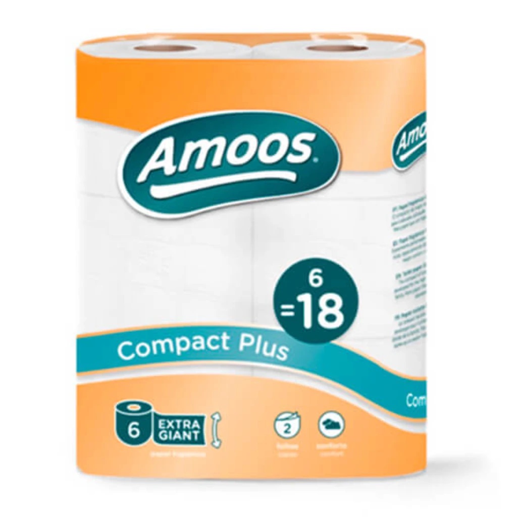 Amoos papel higienico compac pluss doble hoja 400 H 6 rollos paq x 7H624828