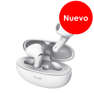 Trust audífonos bluetooth intraaurales color blanco microf c/cancelación de ruido - 25173