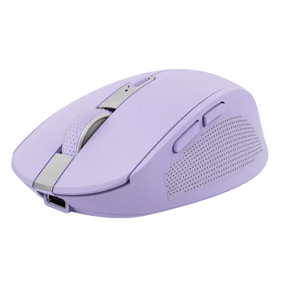 Trust mouse inalambrico recargable color lila silencioso - 25384