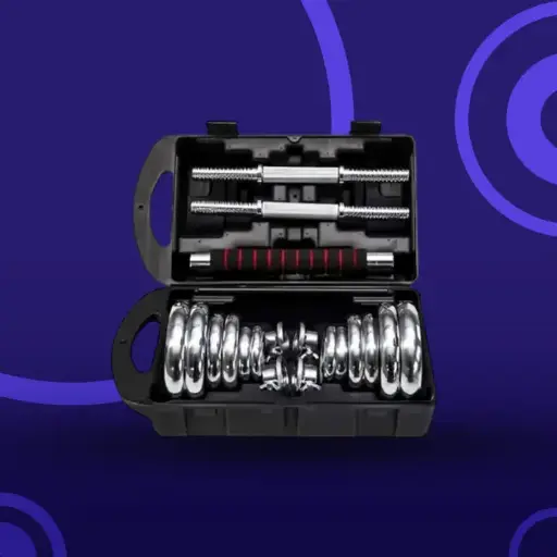 SET DE PESAS CROMADO RUNIC CON EXTENSIÓN 20.6 K