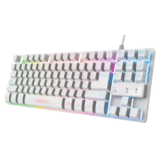 Trust teclado en español para gaming metálico LED multicolor  GXT 833 Thado TKL color blanco - 24739