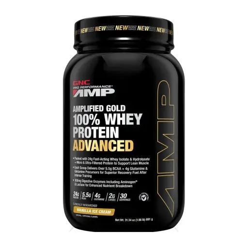 Proteina - GNC PP AMP Gold Advanced Vanilla Ice Cream – 1.96 LB, 30 servidas.