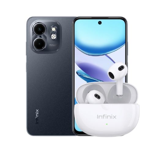Combo Celular Infinix Smart 9 LTE 128GB 6GB-RAM Negro + Audífonos Inalámbricos Infinix XBuds 3 Lite Blancos XE33 